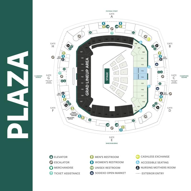 Superdome Plaza floor map for Commencement