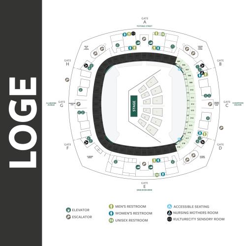 Superdome Loge floor map for Commencement