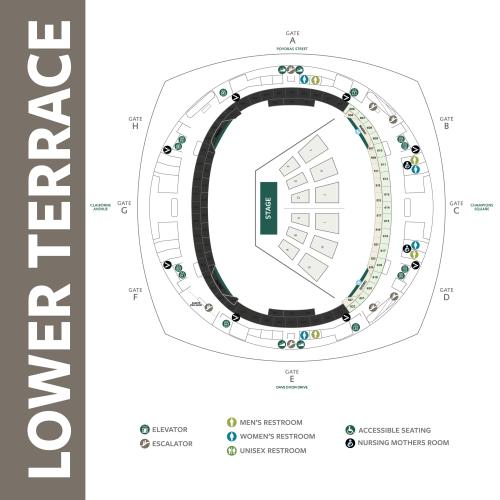Superdome Lower Terrace floor map for Commencement